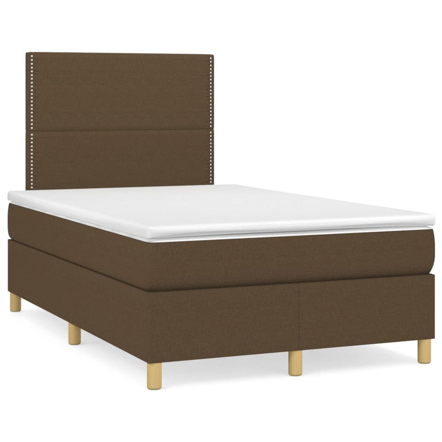 Boxspring met matras stof donkerbruin 120x200 cm 120 x 200 cm Donkerbruin