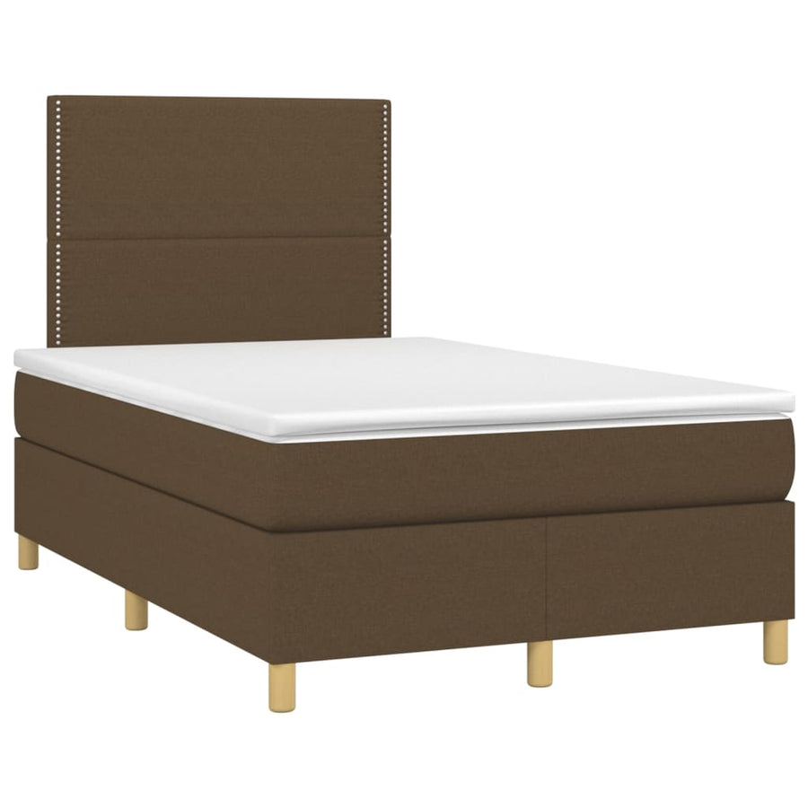 Boxspring met matras stof donkerbruin 120x200 cm 120 x 200 cm Donkerbruin