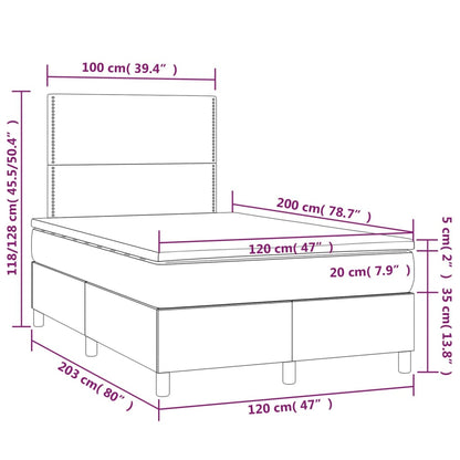 Boxspring met matras stof donkerbruin 120x200 cm 120 x 200 cm Donkerbruin