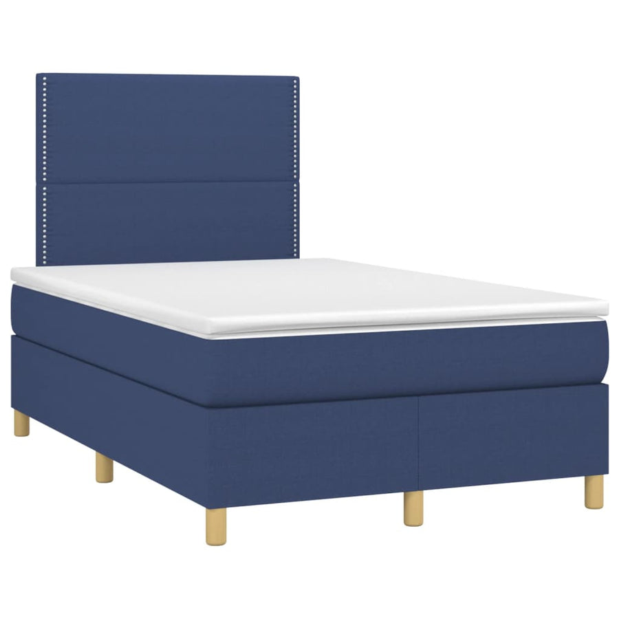 Boxspring Met Matras Stof Blauw 120 x 200 cm Effen met spijkers