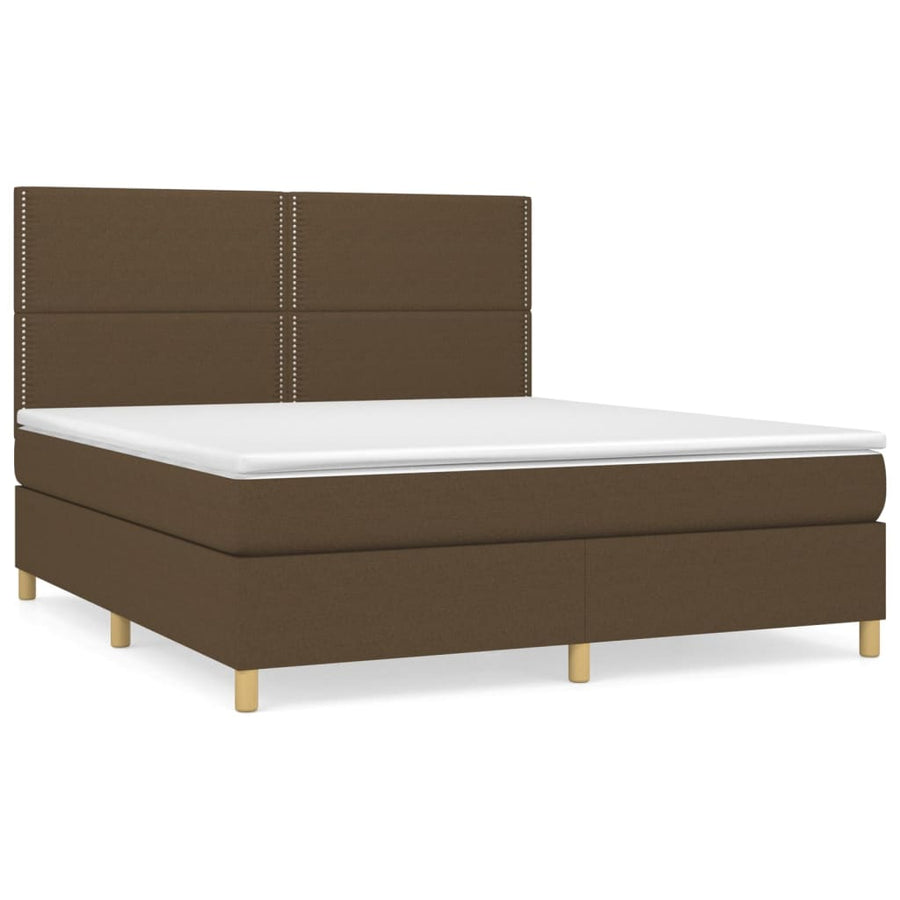 Boxspring Met Matras Stof 180 x 200 cm Donkerbruin