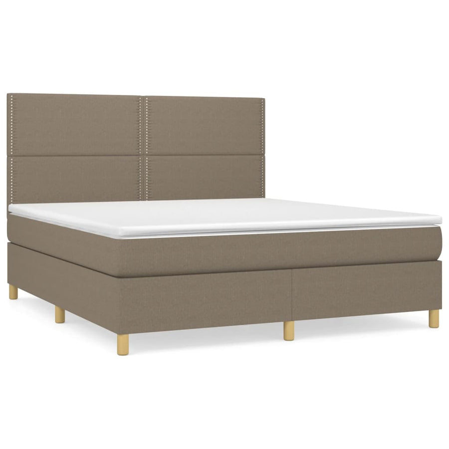 Boxspring Met Matras Stof Taupe 180 x 200 cm Effen met spijkers