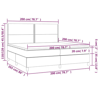Boxspring Met Matras Stof Donkergrijs 200 x 200 cm Effen met spijkers