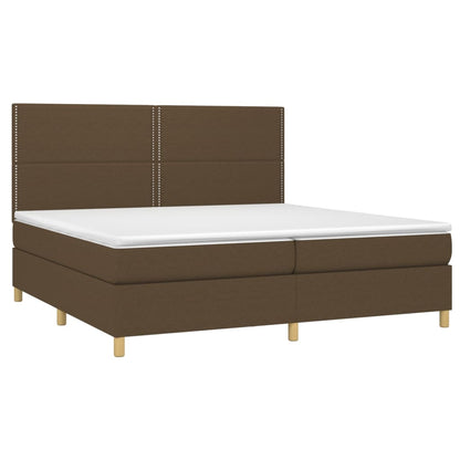 Boxspring Met Matras Stof Donkerbruin 200 x 200 cm Effen met spijkers