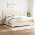 Boxspring met matras stof crèmekleurig 200x200 cm 200 x 200 cm Crème