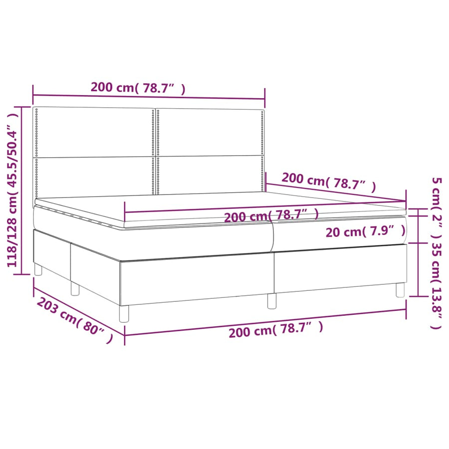 Boxspring Met Matras Stof Blauw 200 x 200 cm Effen met spijkers