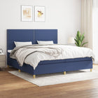 Boxspring Met Matras Stof Blauw 200 x 200 cm Effen met spijkers