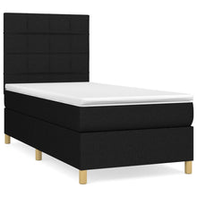Boxspring Met Matras Stof Zwart 80 x 200 cm Blok met vierkanten