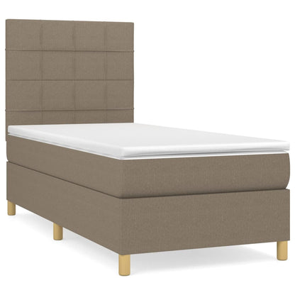 Boxspring Met Matras Stof Taupe 80 x 200 cm Blok met vierkanten
