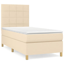 Boxspring met matras stof crèmekleurig 90x190 cm 90 x 190 cm Crème