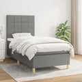 Boxspring met matras stof donkergrijs 90x200 cm