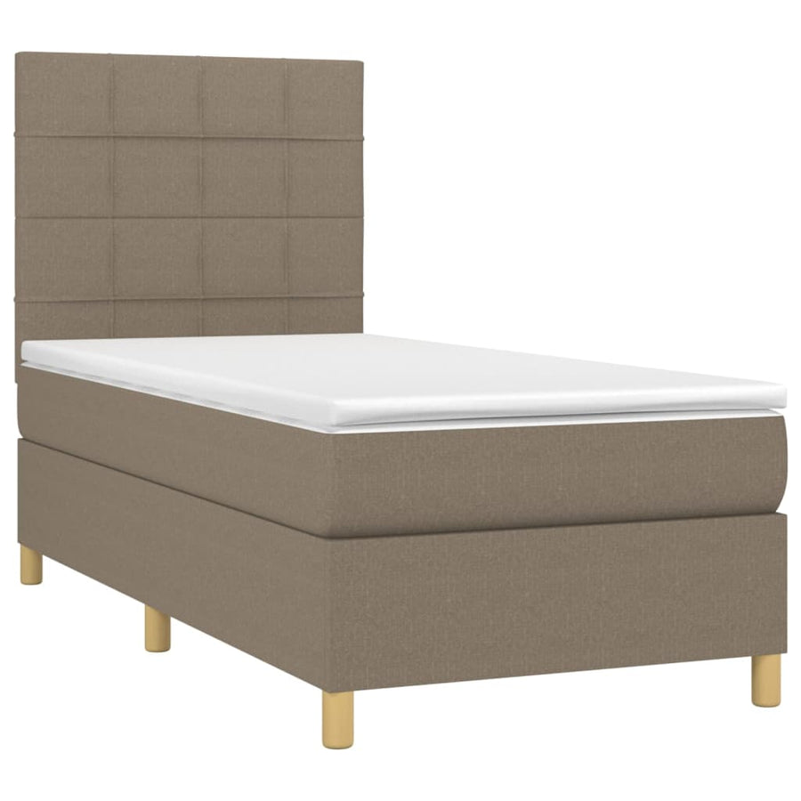 Boxspring met matras stof taupe 100x200 cm 100 x 200 cm Taupe