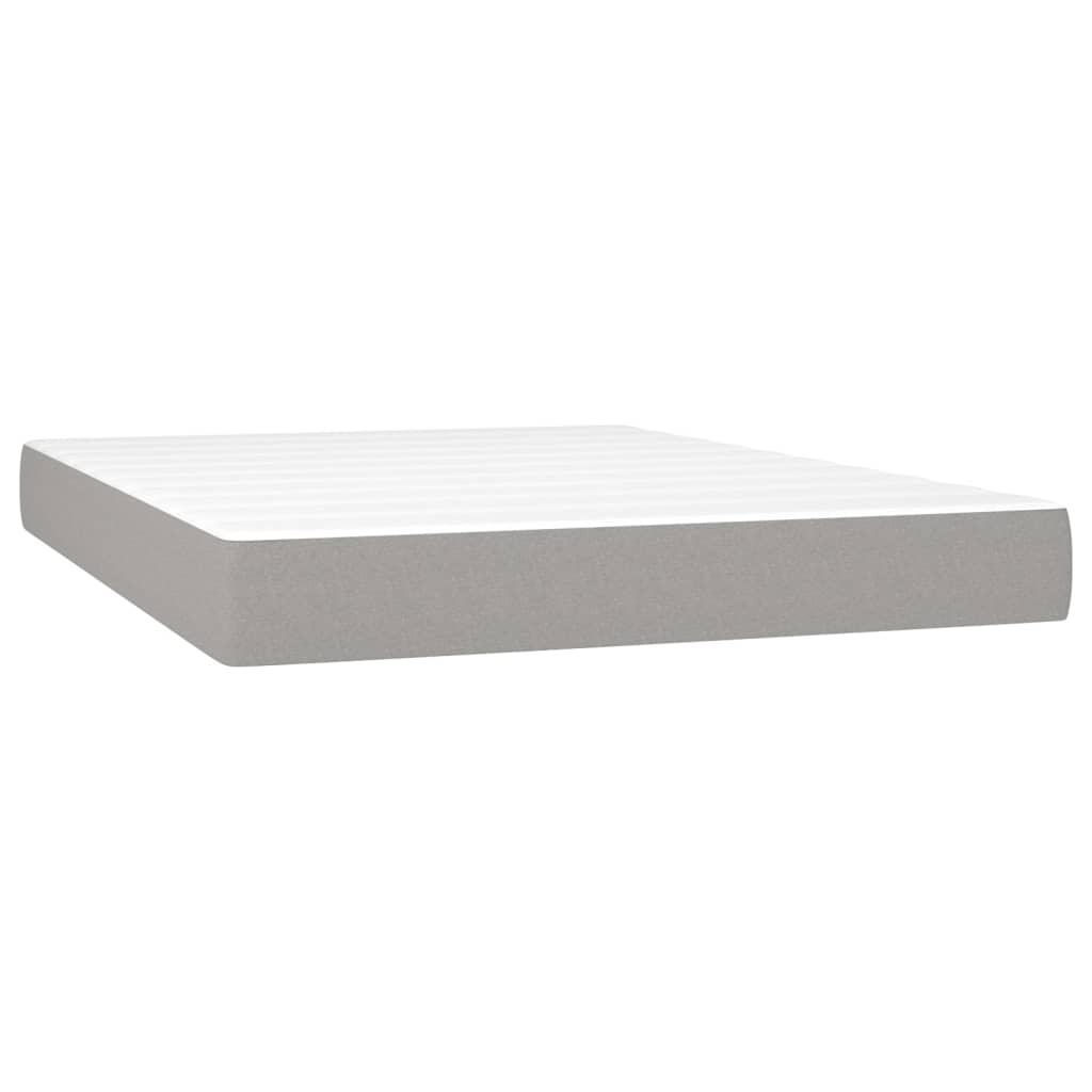 Boxspring Met Matras Stof Lichtgrijs 140 x 200 cm Blok met vierkanten