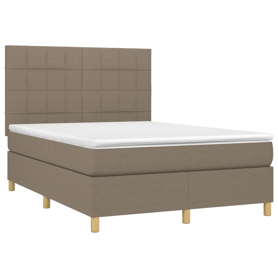 Boxspring met matras stof taupe 140x200 cm 140 x 200 cm Taupe