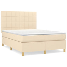 Boxspring met matras stof crèmekleurig 140x200 cm 140 x 200 cm Crème