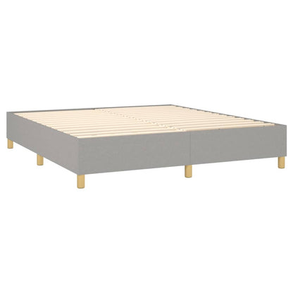 Boxspring Met Matras Stof Lichtgrijs 180 x 200 cm Blok met vierkanten