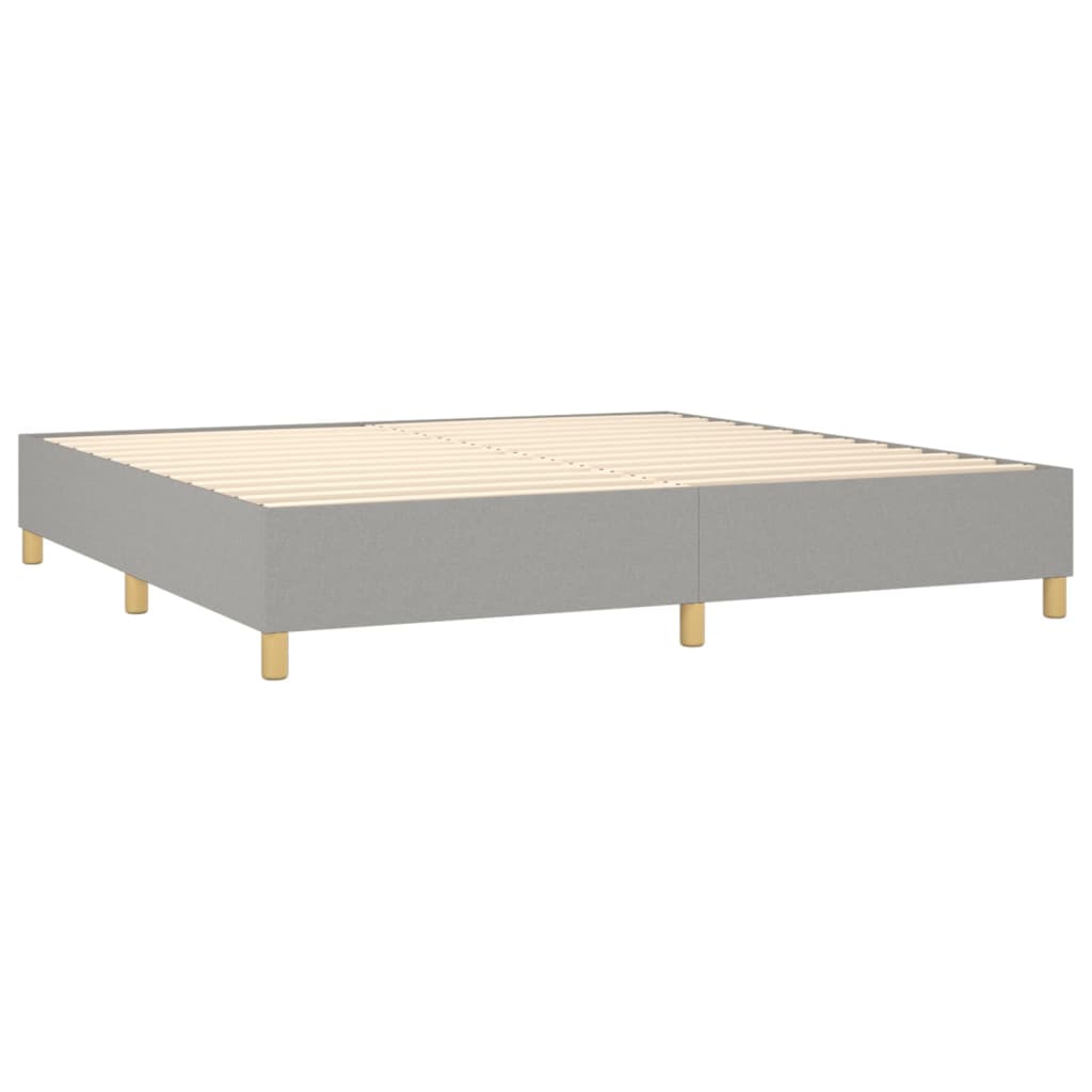 Boxspring Met Matras Stof Lichtgrijs 200 x 200 cm Blok met vierkanten