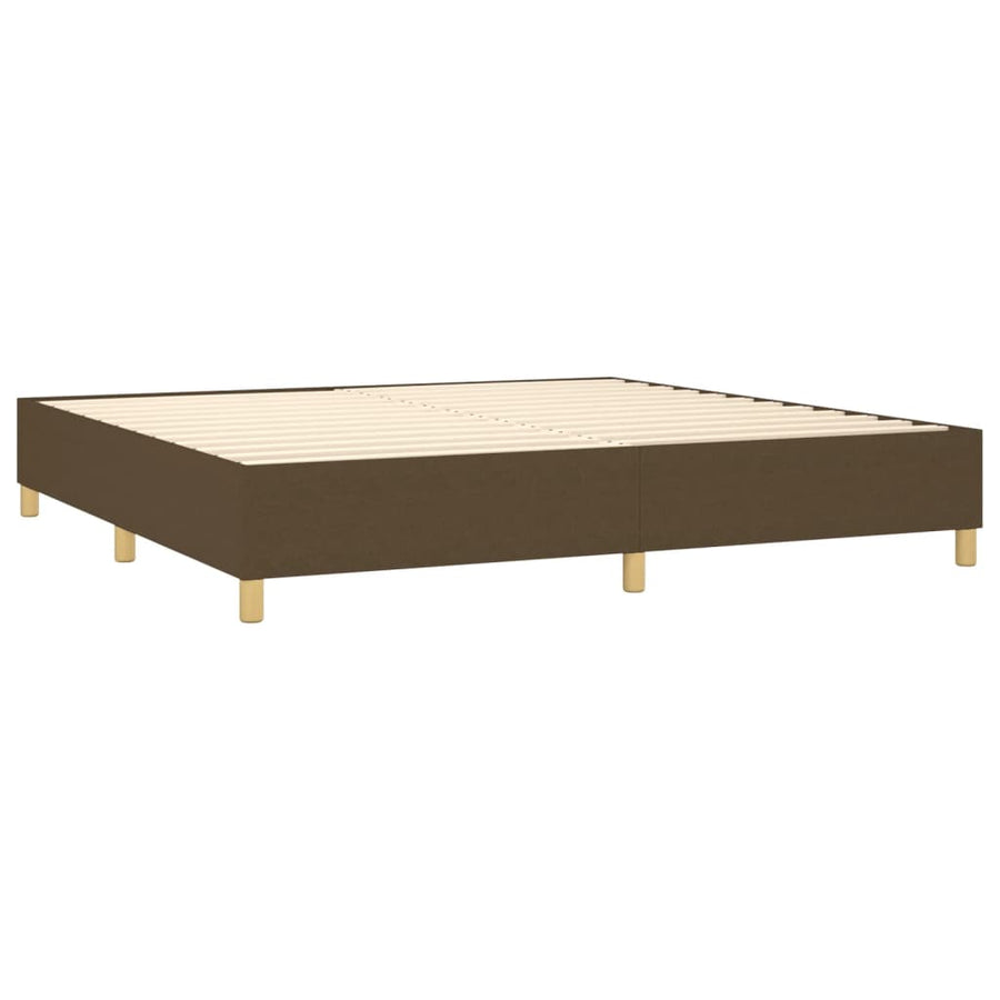 Boxspring Met Matras Stof Donkerbruin 200 x 200 cm Blok met vierkanten