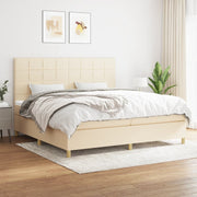Boxspring met matras 200x200 cm crèmekleurig stof