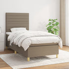 Boxspring Met Matras Stof Taupe 80 x 200 cm Horizontale strepen