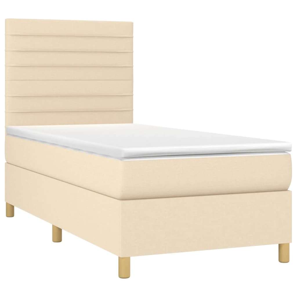 Boxspring Met Matras Stof Kleurig Crème 80 x 200 cm Horizontale strepen