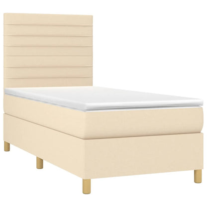 Boxspring Met Matras Stof Kleurig Crème 80 x 200 cm Horizontale strepen