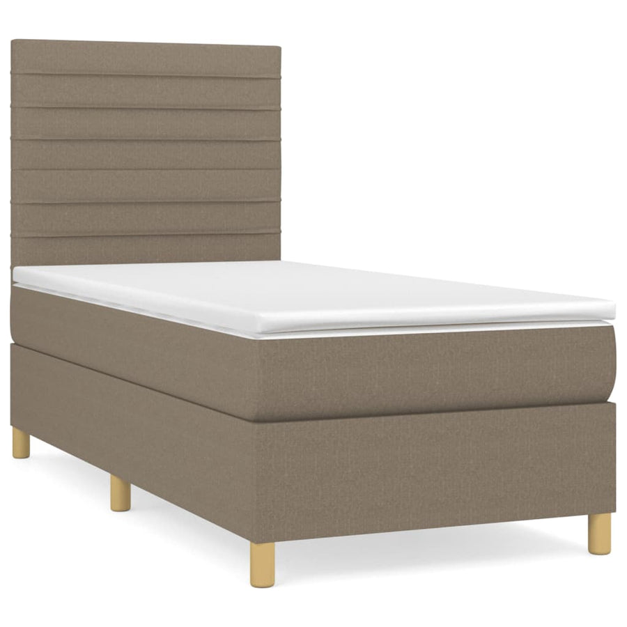 Boxspring met matras stof taupe 90x190 cm 90 x 190 cm Taupe