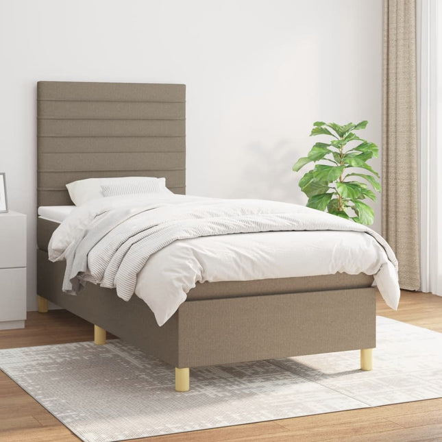 Boxspring met matras stof taupe 90x190 cm 90 x 190 cm Taupe