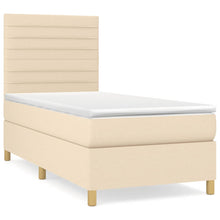 Boxspring met matras stof crèmekleurig 90x190 cm 90 x 190 cm Crème