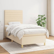 Boxspring met matras stof crèmekleurig 90x190 cm 90 x 190 cm Crème