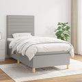 Boxspring met matras stof lichtgrijs 90x200 cm