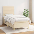 Boxspring met matras stof crèmekleurig 90x200 cm