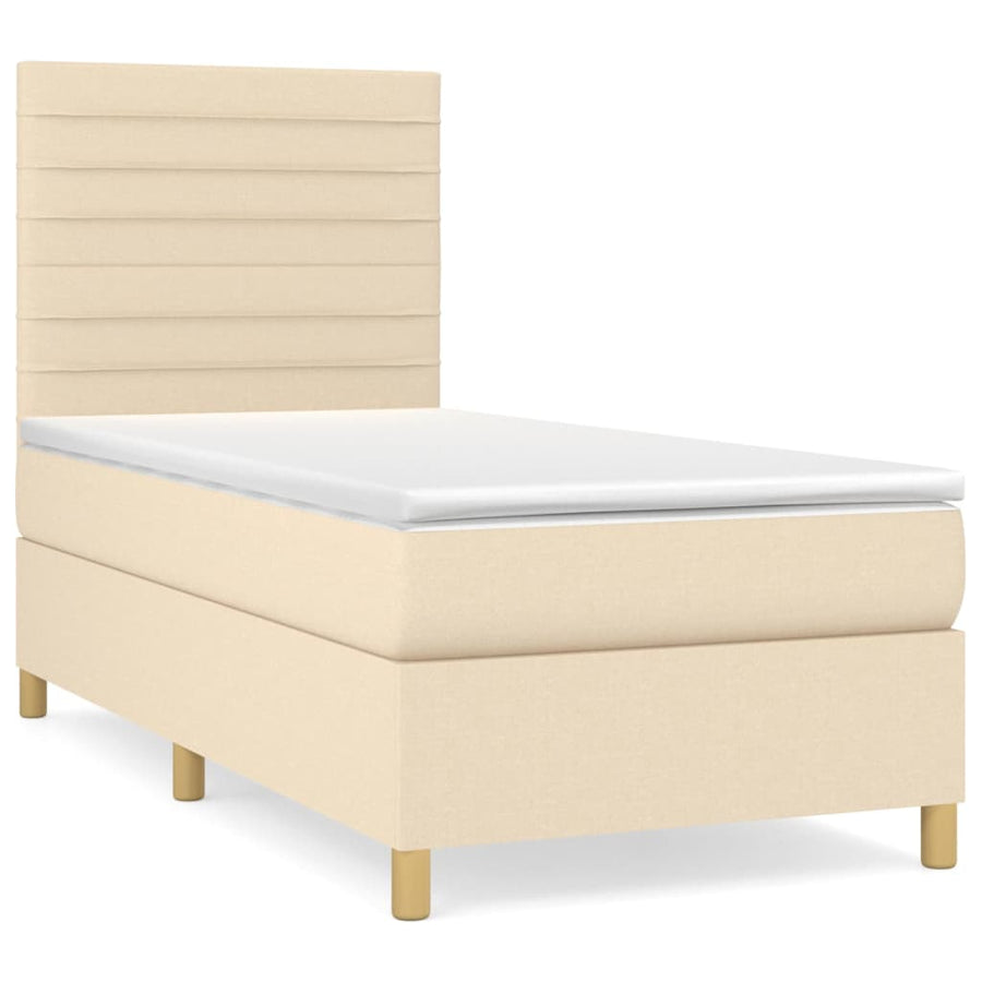 Boxspring Met Matras Stof Kleurig Crème 100 x 200 cm Horizontale strepen