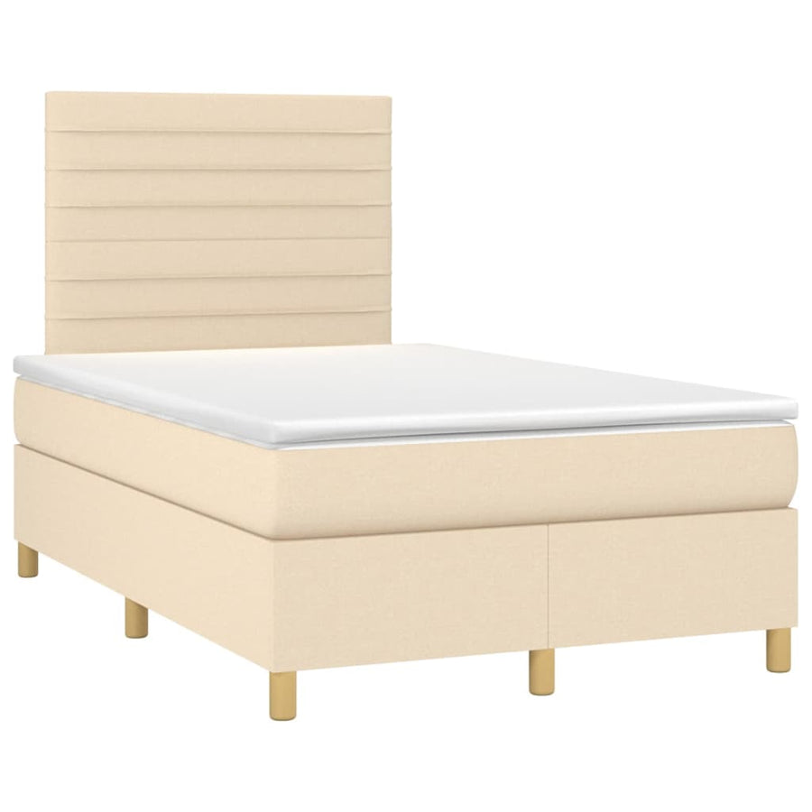 Boxspring Met Matras Stof Kleurig Crème 120 x 200 cm Horizontale strepen