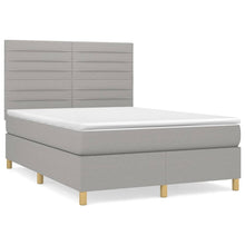 Boxspring Met Matras Stof Lichtgrijs 140 x 190 cm Horizontale strepen