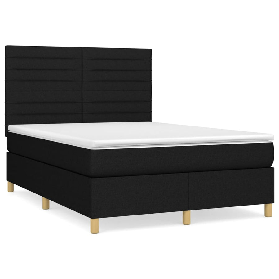 Boxspring met matras stof zwart 140x190 cm 140 x 190 cm Zwart
