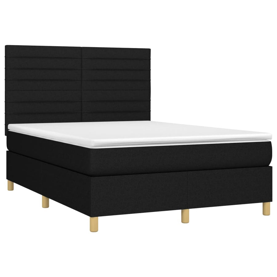 Boxspring met matras stof zwart 140x190 cm 140 x 190 cm Zwart