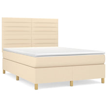 Boxspring met matras stof crèmekleurig 140x190 cm 140 x 190 cm Horizontale strepen