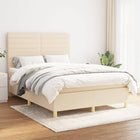 Boxspring met matras stof crèmekleurig 140x190 cm 140 x 190 cm Horizontale strepen