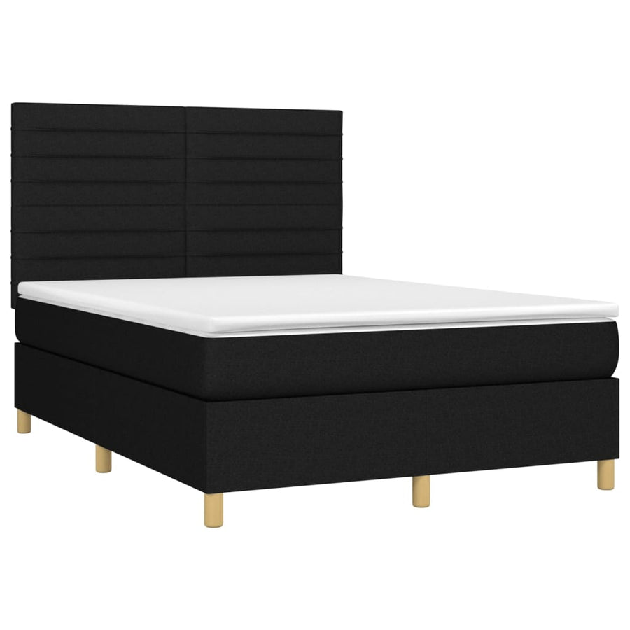 Boxspring Met Matras Stof Zwart 140 x 200 cm Horizontale strepen
