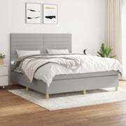 Box spring with mattress fabric light grey 160x200 cm