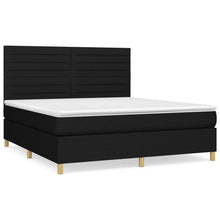 Boxspring Met Matras Stof Zwart 160 x 200 cm Horizontale strepen