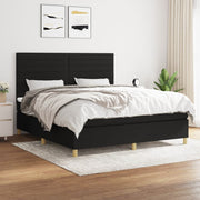Box spring with mattress black fabric 160x200 cm