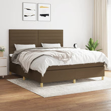 Boxspring met matras stof donkerbruin 160x200 cm 160 x 200 cm Horizontale strepen