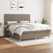 Box spring with mattress fabric taupe 160x200 cm
