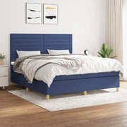 Box spring with fabric mattress blue 160x200 cm