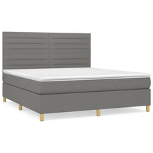 Boxspring Met Matras Stof Donkergrijs 180 x 200 cm Horizontale strepen