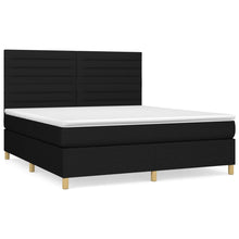 Boxspring Met Matras Stof Zwart 180 x 200 cm Horizontale strepen