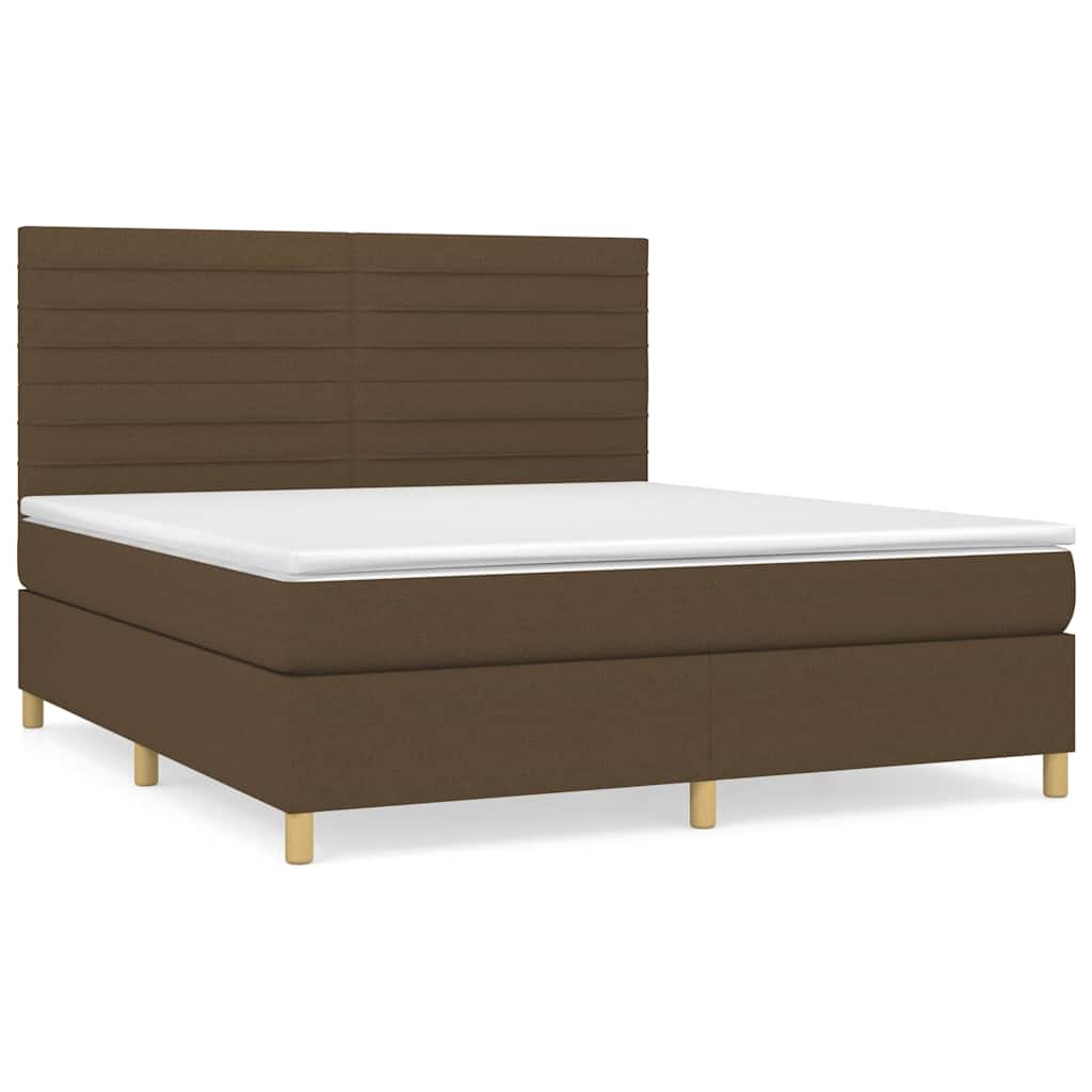Boxspring Met Matras Stof 180 x 200 cm Donkerbruin