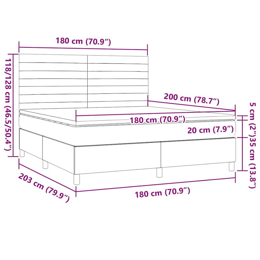 Boxspring Met Matras Stof 180 x 200 cm Donkerbruin